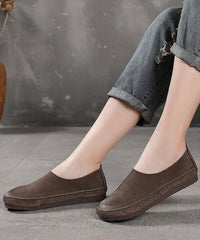 Grey Flat Shoes Cowhide Leather Boutique Shoes For Women