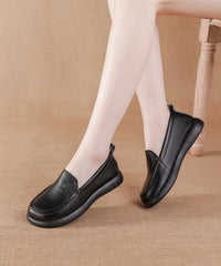 Brown Comfy Cowhide Leather Platform Flat Feet Shoes