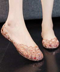 Black Hollow Out Flat Sandals