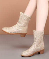 Stylish Splicing Chunky Boots Black Breathable Mesh