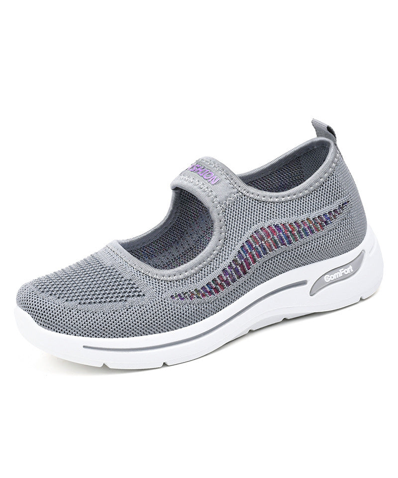 Purple Breathable Mesh Splicing Flat Shoes Women