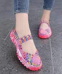 Casual Splicing Flat Shoes For Rose Knit Fabric