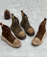 Splicing Chocolate Boots Cross Strap Ankle Boots