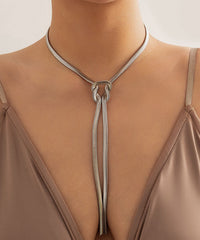 Gold Sterling Silver Flat Snake Shaped Tassel Necklace