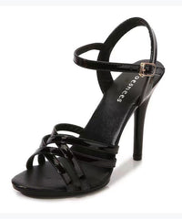 Stiletto Sandals Pink Hollow Out Faux Leather Sandals