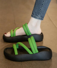 Casual Splicing Platform Black Faux Leather Slide Sandals