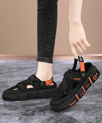 Casual Black Hollow Out Splicing Platform Slide Sandals