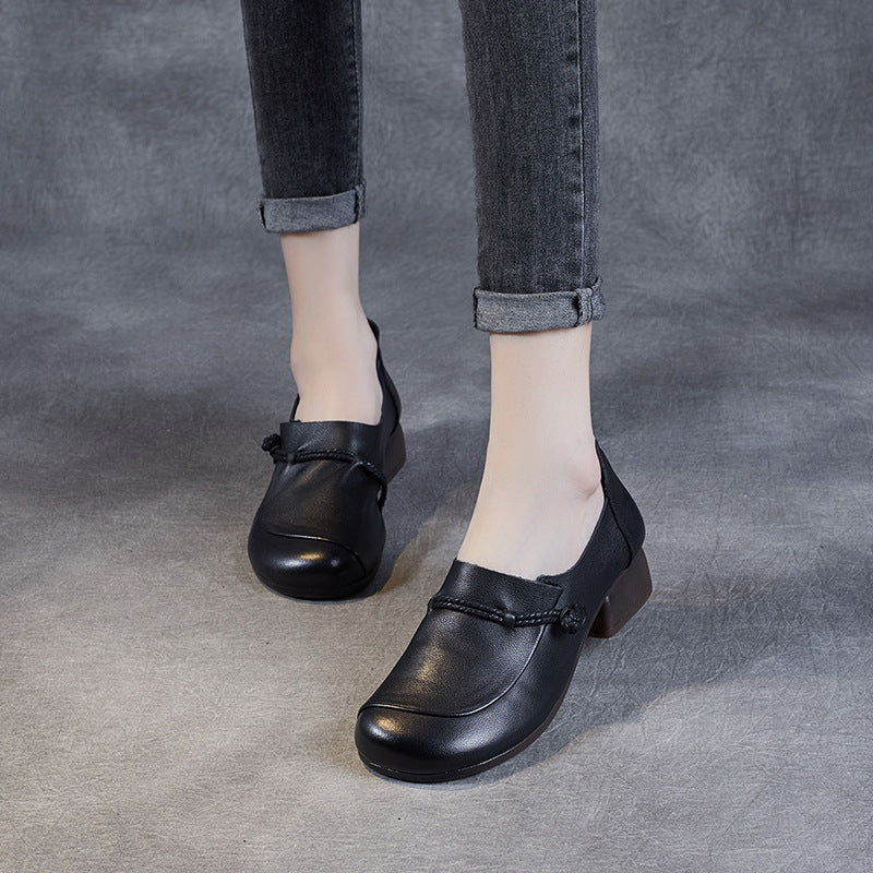 Plus Size Spring Summer Retro Leather Wedge Casual Shoes