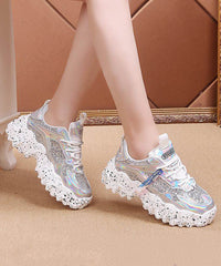 Red Platform Shoes Cowhide Leather Splicing Lace Up