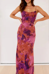 Tie-dye Backless Suspender Holiday Maxi Dress