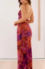 Tie-dye Backless Suspender Holiday Maxi Dress