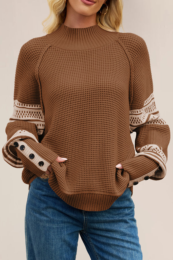 Color-blocked Loose Long-sleeved Knit Sweater