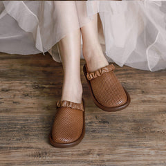 Vintage Summer Hollow Leather Casual Sandals/Slippers