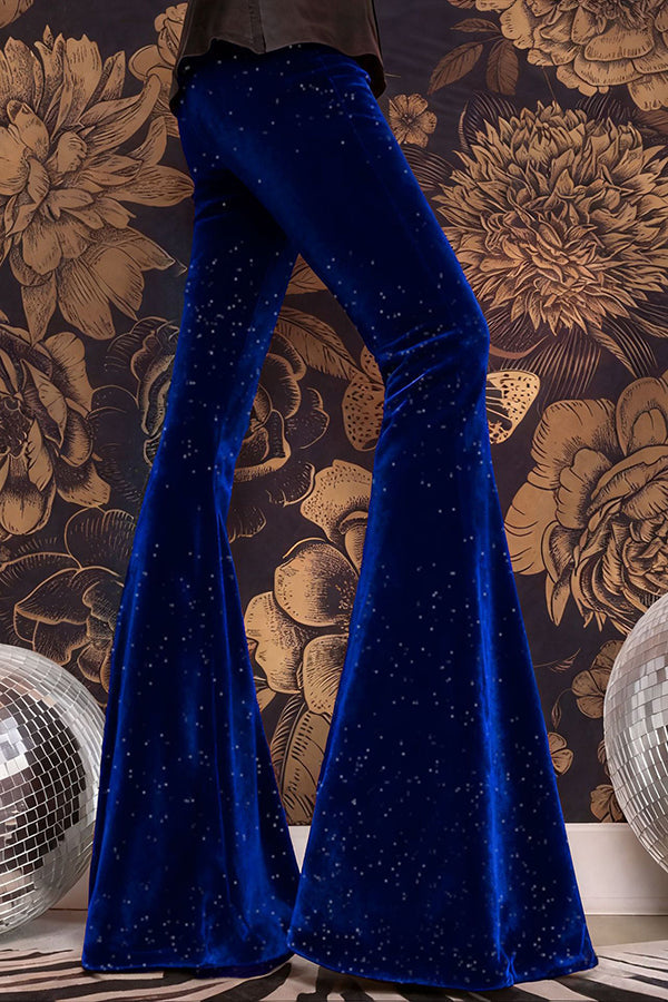 Velvet High-waisted Draped Casual Flared Pants
