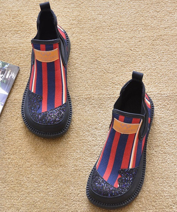 Red Denim Fabric New Splicing Ankle Boots