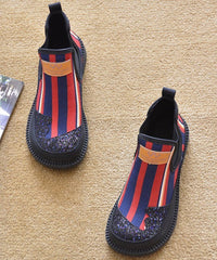 Red Denim Fabric New Splicing Ankle Boots