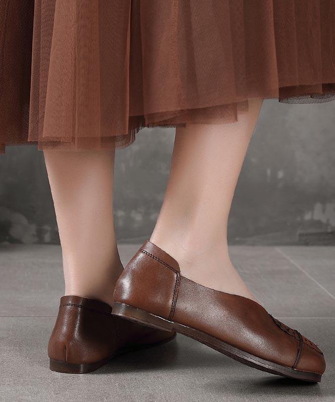 Khaki Flats Hollow Out Splicing Flat Shoes For Women