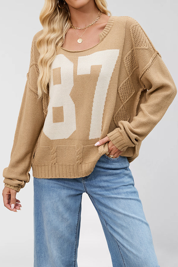 Digital Jacquard Loose Long-sleeved Knit Sweater