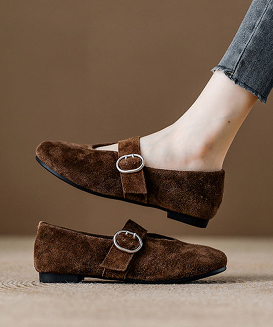 Red Suede Buckle Strap Splicing Loafer Shoes