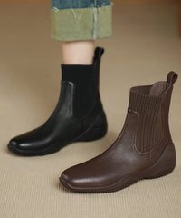 Chic Splicing Comfy Boots Brown Sheepskin