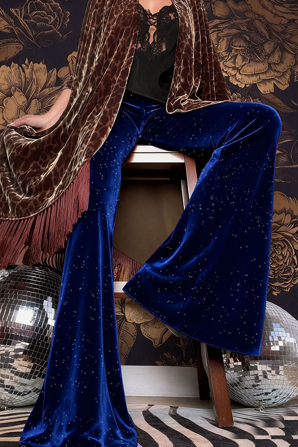 Velvet High-waisted Draped Casual Flared Pants