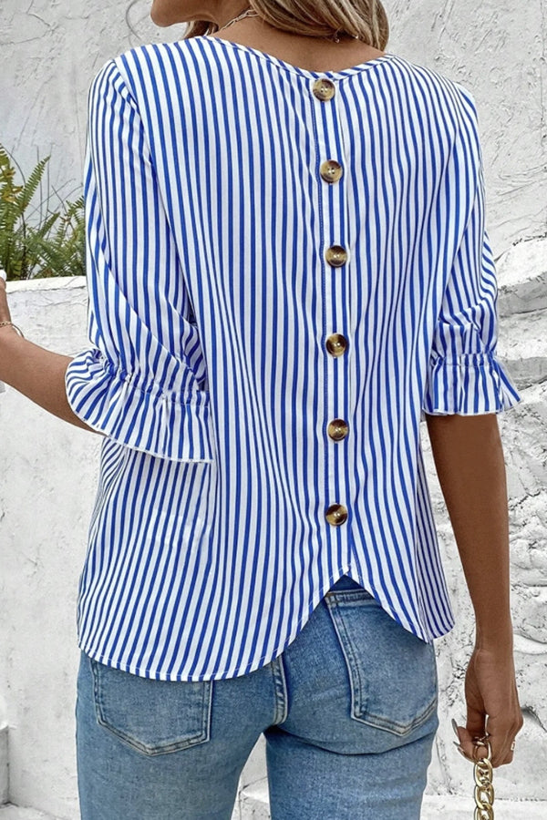 Striped Printed Button Half Sleeve Casual Shirt