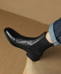 New Chunky Boots Black Cowhide Leather