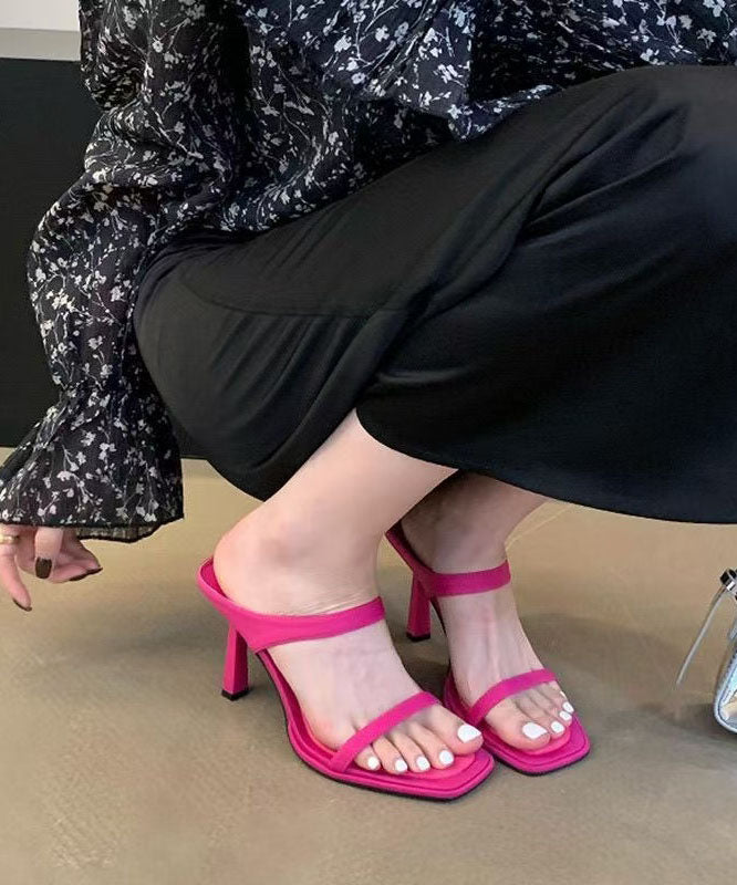 Stylish Rose Faux Leather Stiletto Slide Sandals Peep Toe