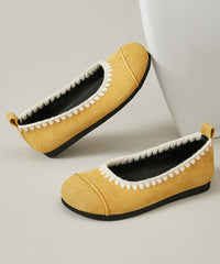 Women Comfy Splicing Flat Shoes Yellow Suede