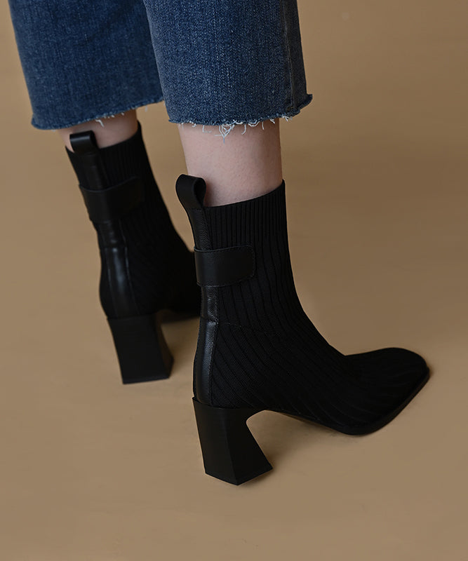 Apricot Boots Knit Classy Splicing Chunky