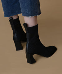 Apricot Boots Knit Classy Splicing Chunky