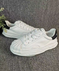 Versatile White Splicing Flat Shoes Cross Strap