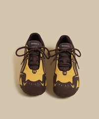 Lace Up Splicing Flat Feet Shoes Yellow Breathable Mesh