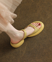 Rose Chunky Cowhide Leather Chic Splicing Slide Sandals