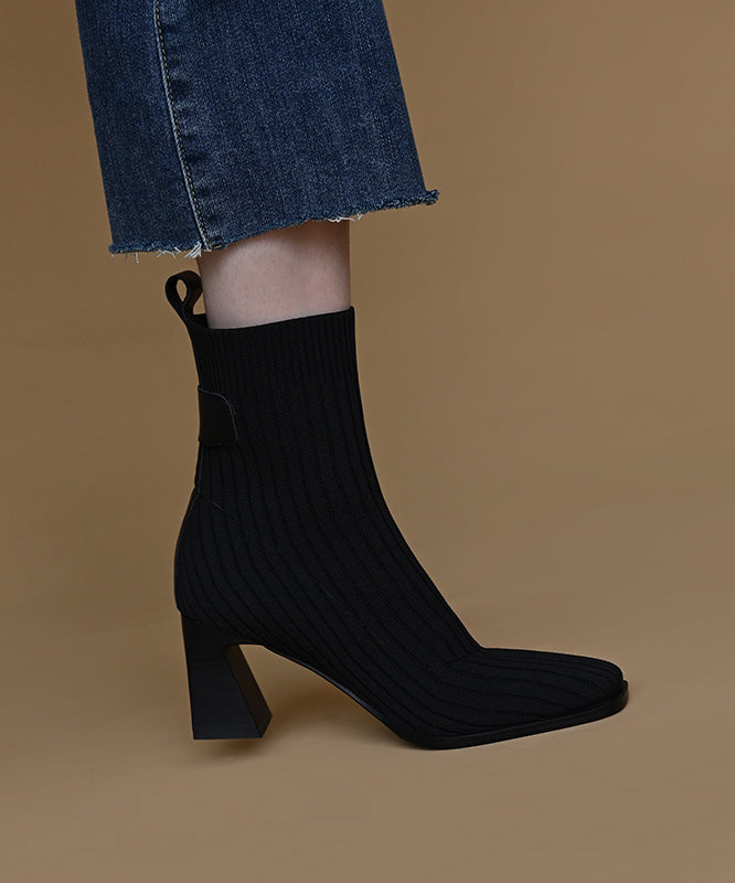 Apricot Boots Knit Classy Splicing Chunky