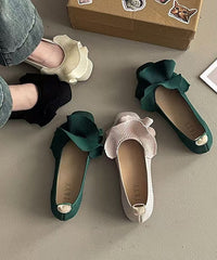Black Comfy Knit Fabric Ruffled Splicing Flat Shoes
