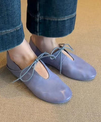 Comfortable Splicing Flat Shoes For Women Blue Faux Leather
