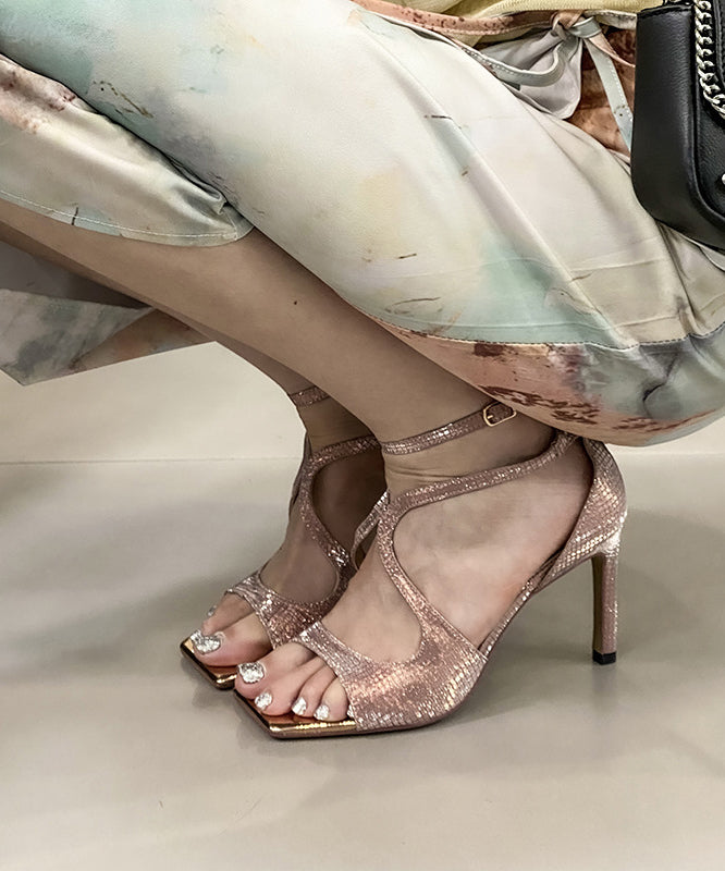 Pink Splicing French Stiletto Sandals Hollow Out Peep Toe