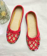 Green Comfortable Splicing Flat Shoes Hollow Out