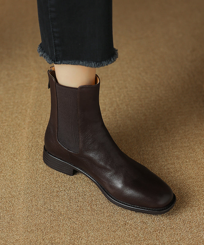 New Chunky Boots Black Cowhide Leather