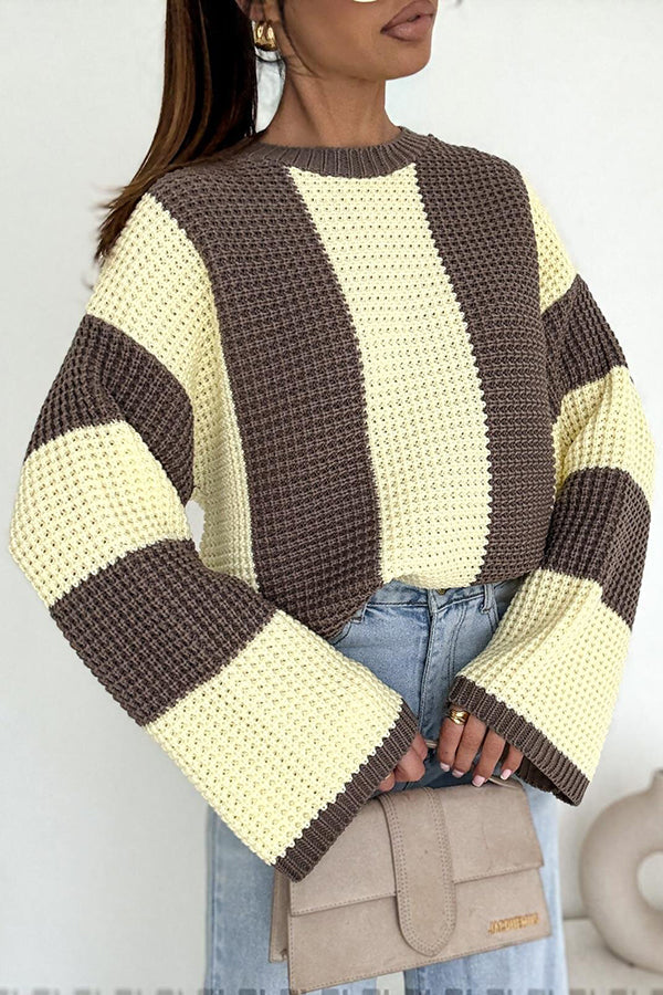 Colorblock Loose Long-sleeved Casual Knitted Sweater
