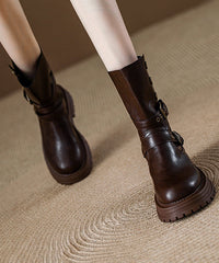 Black Platform Faux Leather Chic Splicing Boots