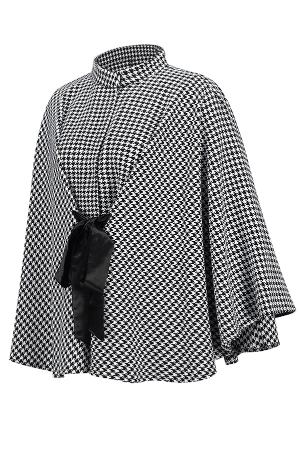 Houndstooth Loose Lace-up Cape