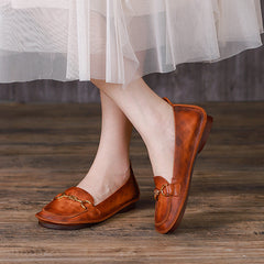 Summer Retro Leather Flat Casual Shoes