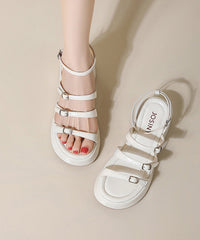 Red Splicing Platform Sandals Hollow Out Peep Toe