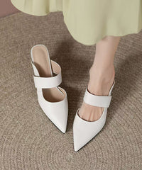 Stylish Black Splicing High Heel Slide Sandals Pointed Toe