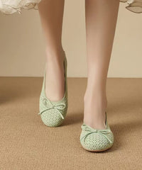 Yellow Flat Shoes Faux Leather Bow Comfy Hollow Out