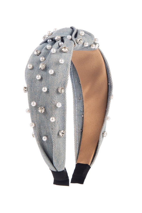 Pearl Rhinestone Fabric Headband