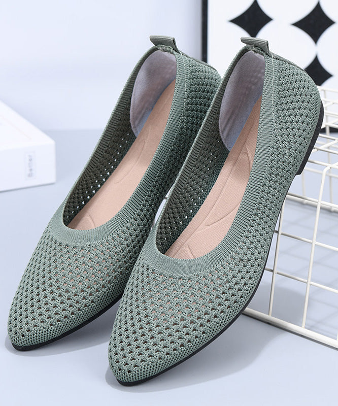 Yellow Breathable Mesh Splicing Flat Feet Shoes Pointed Toe