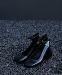 Chic Silver Buckle Strap Splicing Chunky Heel Shoes